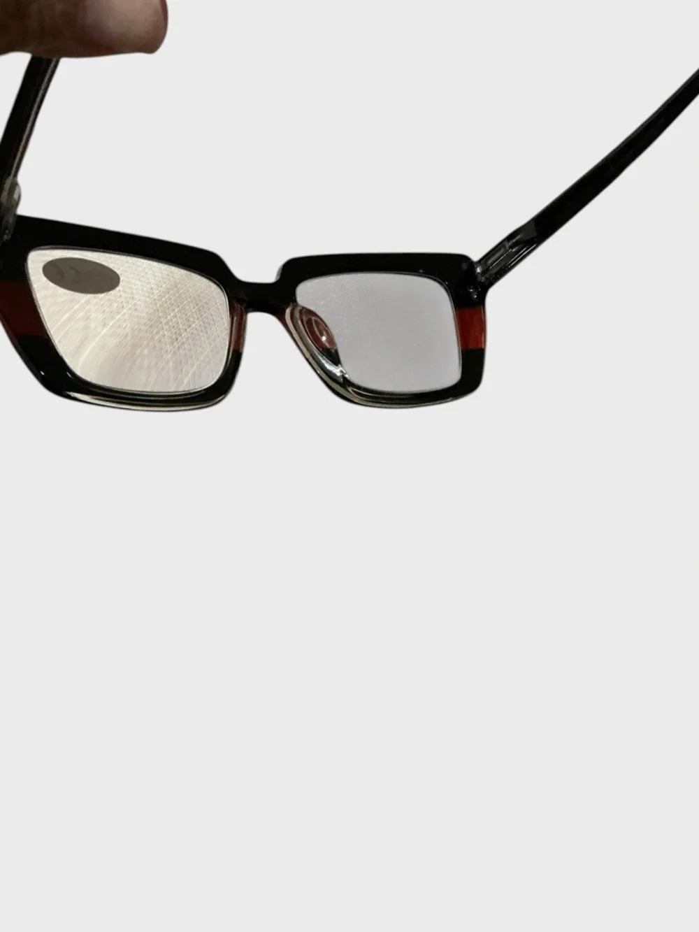 Oversized Square Reading Glasses Black Red Stripe +3.50 Chic Frame